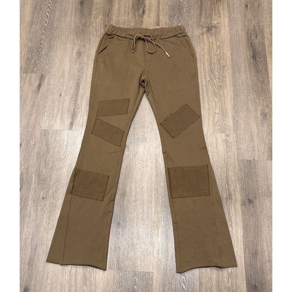 Valabasas Sweatpants Mens Large Brown Stacked Flare Pants Sweats Streetwear